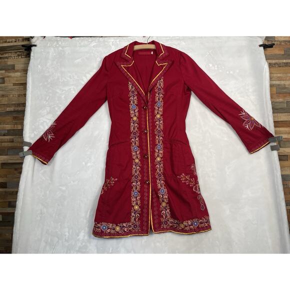 Johnny Was Red Embroidered Coat Beatles inspired lonely, hearts, club band